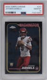 Jayden Daniels from the 2024 Topps Chrome set graded by PSA and given an overall grade of 10.