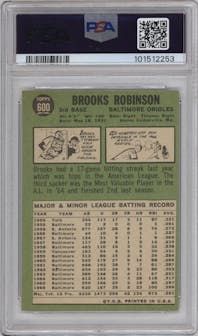 Brooks Robinson from the 1967 Topps set graded by PSA and given an overall grade of 5.