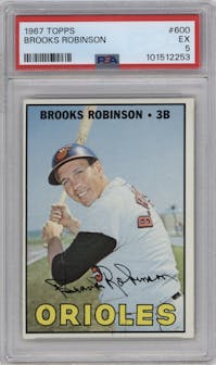 Brooks Robinson from the 1967 Topps set graded by PSA and given an overall grade of 5.