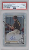 Owen Caissie from the 2020 Bowman Draft set featuring a Refractor parallel graded by PSA and given an overall grade of 9.