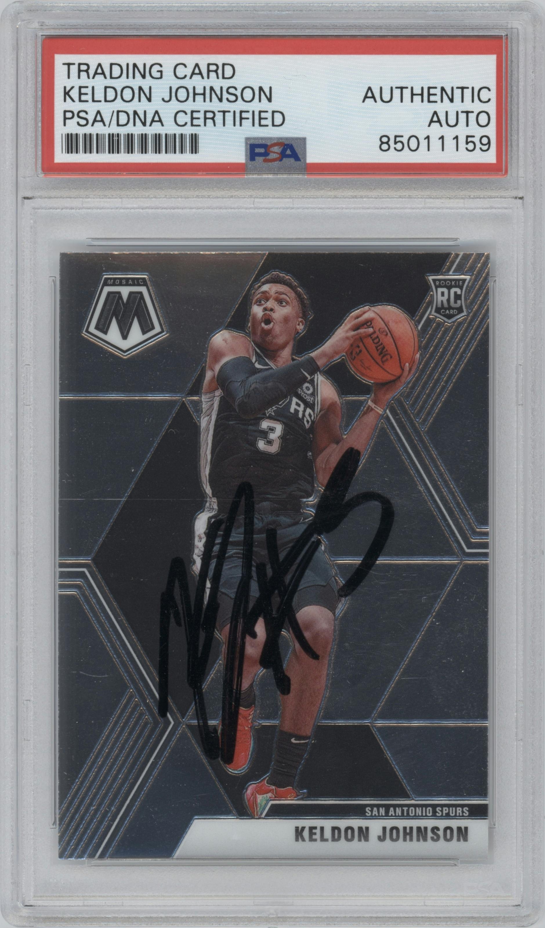 Keldon Johnson from the 2019-20 Panini Mosaic  set graded by Beckett.