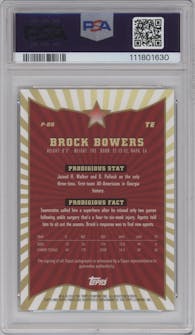 Brock Bowers from the 2024 Finest set featuring a Gold Ref. parallel graded by PSA and given an overall grade of 10.