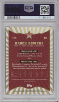 Brock Bowers from the 2024 Finest set featuring a Gold Ref. parallel graded by PSA and given an overall grade of 10.