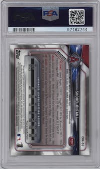 Shohei Ohtani from the 2018 Bowman set graded by PSA and given an overall grade of 9.