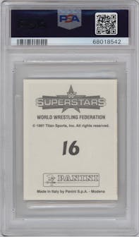 Undertaker/Mankind from the 1997 Panini WWF Superstars Stickers set graded by PSA and given an overall grade of 4.