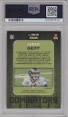 Jared Goff from the 2020 Panini Donruss Optic set featuring a Gold parallel graded by PSA and given an overall grade of 10.