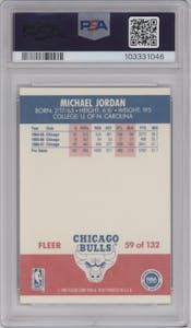 Michael Jordan from the 1987-88 Fleer set graded by PSA and given an overall grade of 8.