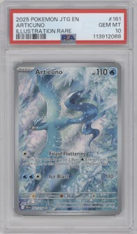 Articuno from the 2025 Pokemon SV set graded by PSA and given an overall grade of 10.