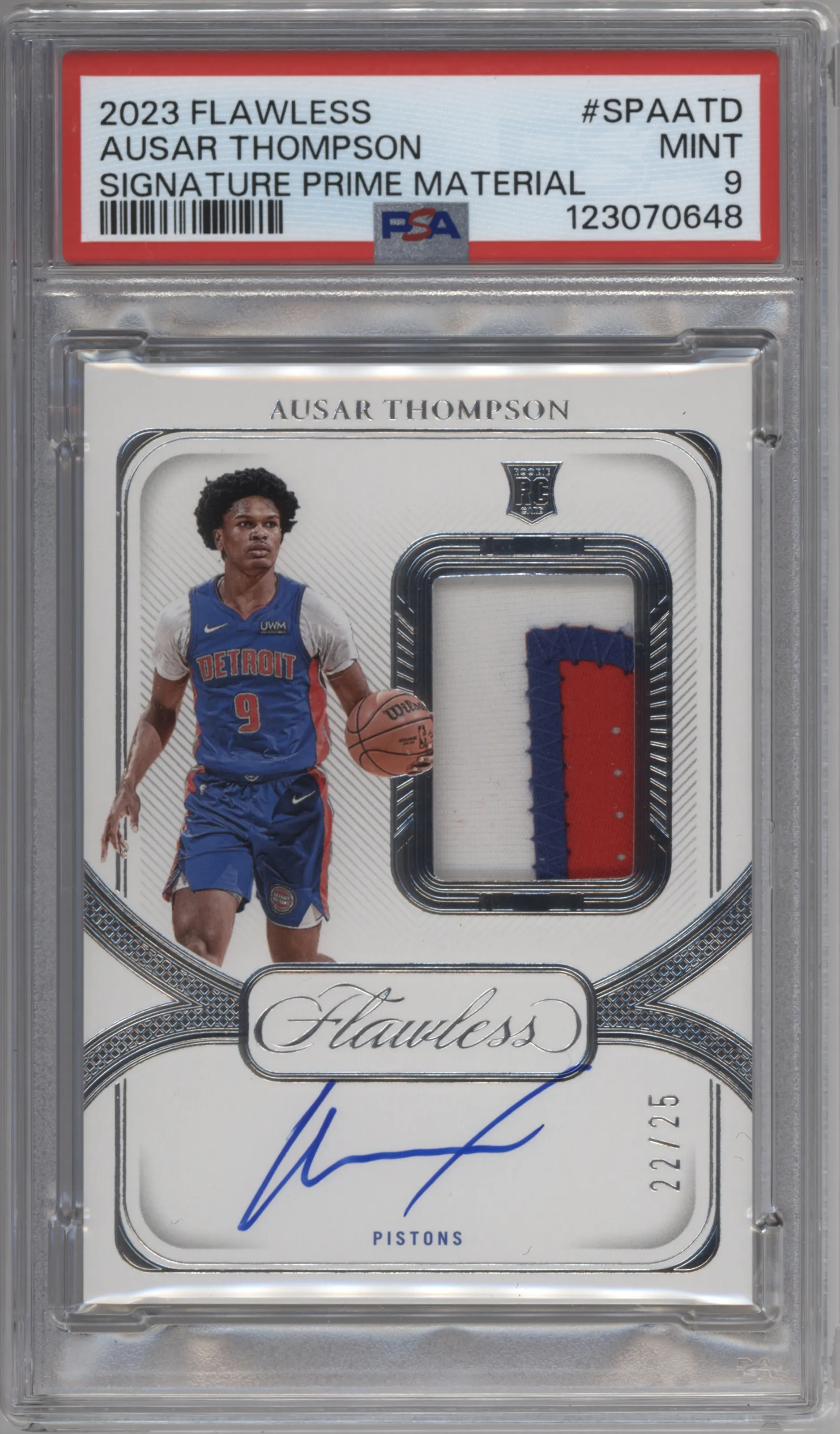 2023 Panini Flawless Sig.Prime Mat. Ausar Thompson PSA 9