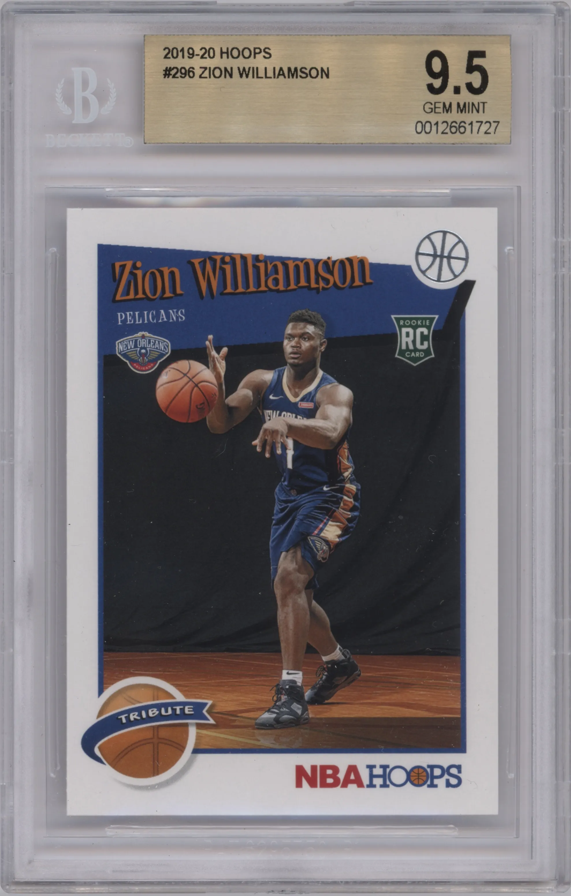 2019 Panini NBA Hoops Tribute Zion Williamson BGS 9.5