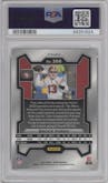 Brock Purdy from the 2023 Panini Prizm set featuring a Green Wave  parallel graded by PSA and given an overall grade of 10.