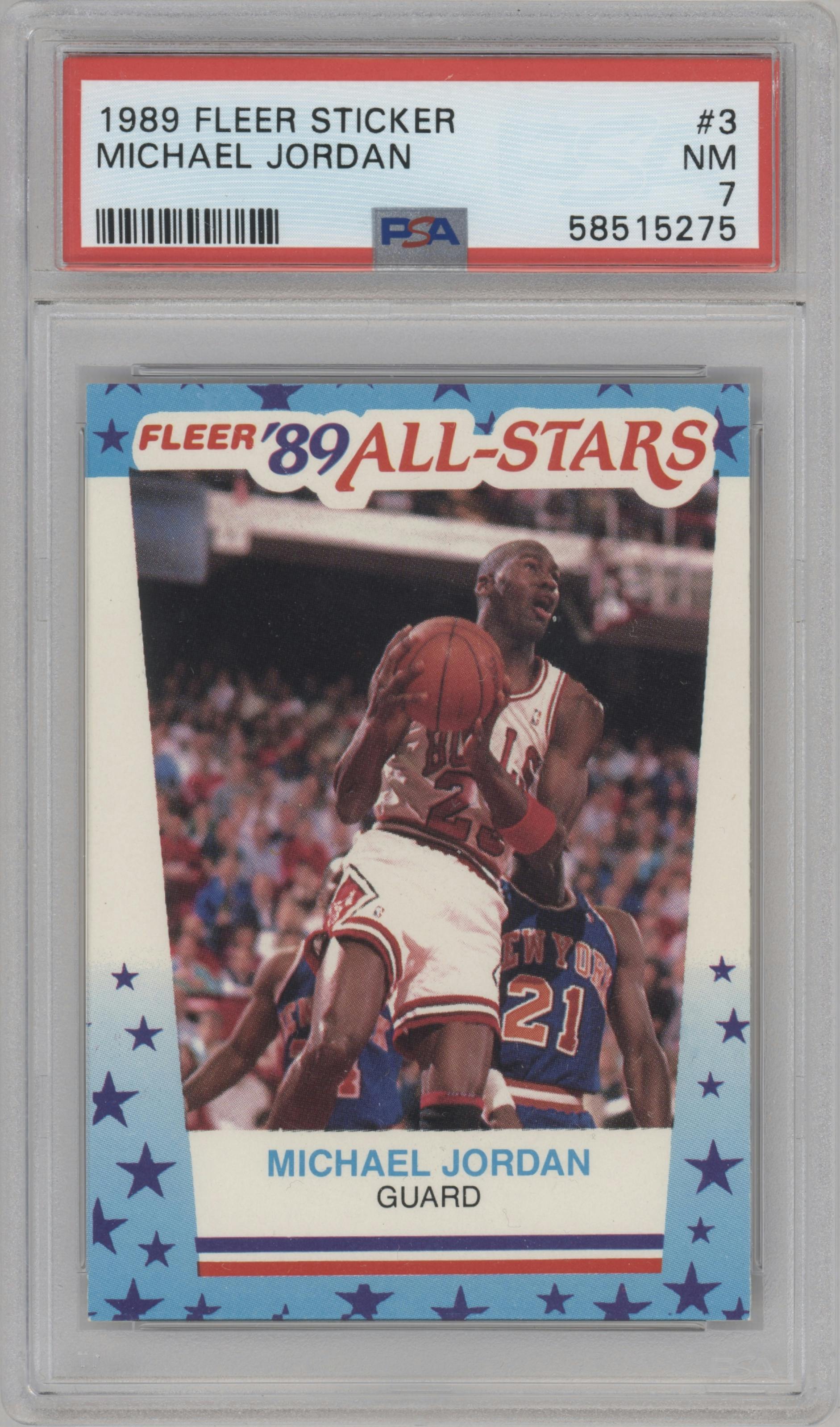 Michael Jordan  from the 1989-90 Fleer set graded by PSA and given an overall grade of 7.