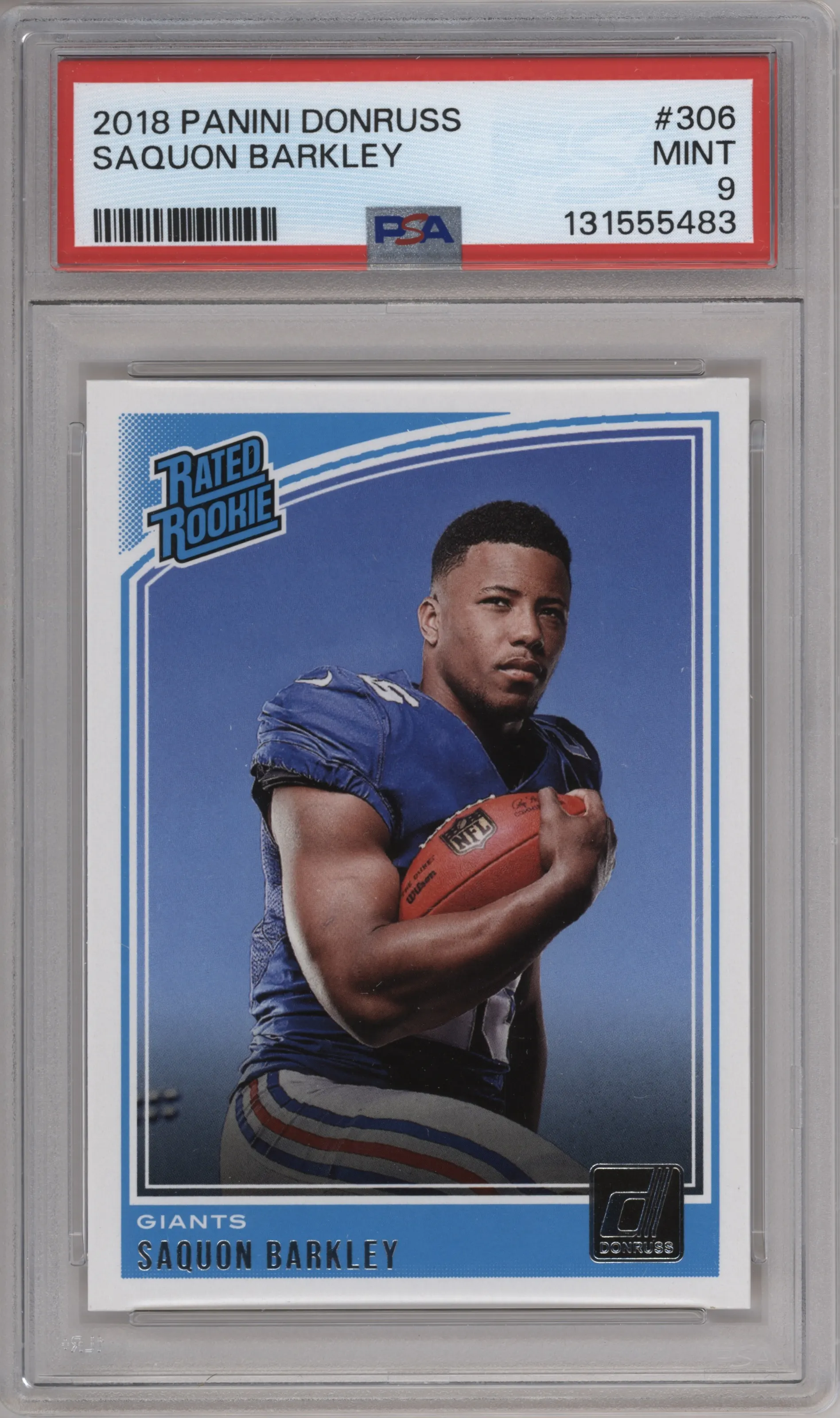 2018 Panini Donruss Rated Rookie Saquon Barkley PSA 9