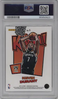 Kevin Durant from the 2021-22 Crown Royale set graded by PSA and given an overall grade of 10.