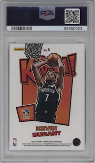 Kevin Durant from the 2021-22 Crown Royale set graded by PSA and given an overall grade of 10.