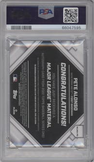 Pete Alonso from the 2022 Topps  Series 1 set graded by PSA and given an overall grade of 10.