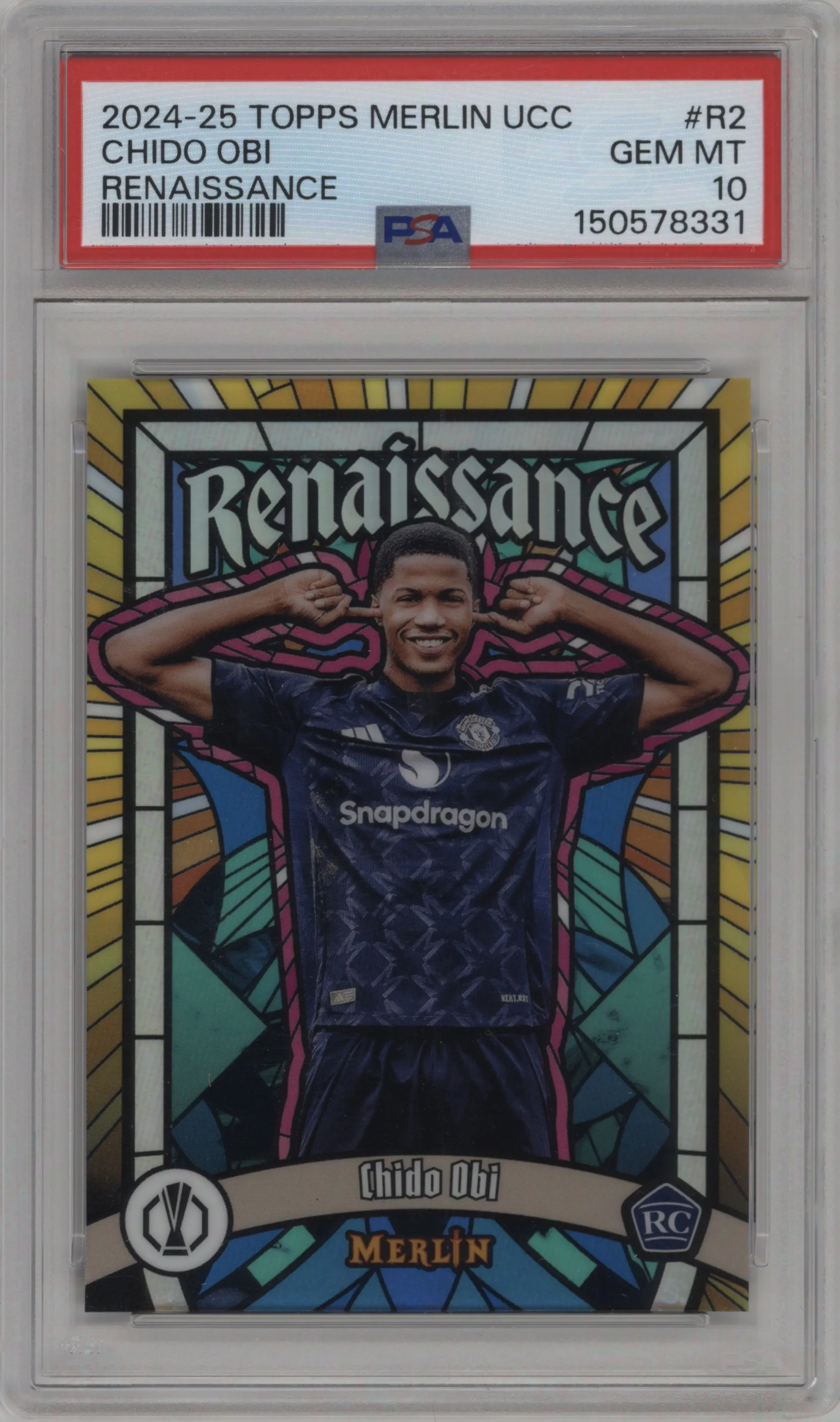 2024 Topps Merlin UEFA Club Competitions Renaissance Chido Obi PSA 10