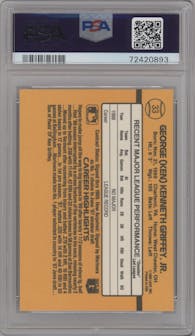 Ken Griffey Jr. from the 1989 Donruss set graded by PSA and given an overall grade of 8.