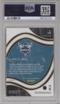 LaMelo Ball from the 2020-21 Panini Select  set featuring a Elephant parallel graded by PSA and given an overall grade of 10.