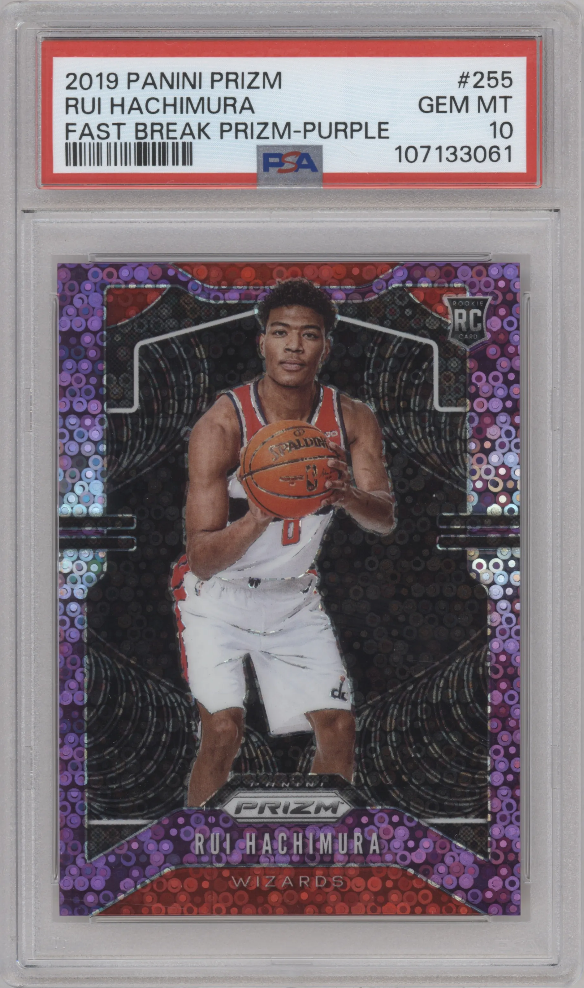 2019 Panini Prizm Rui Hachimura Fast Break Purple #255 PSA 10