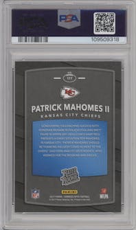 Patrick Mahomes II from the 2017 Panini Donruss Optic set graded by PSA and given an overall grade of 10.