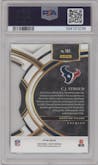 C.J. Stroud from the 2023 Panini Select set featuring a Die Cut Neon Green Prizm parallel graded by PSA and given an overall grade of 10.