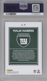 Malik Nabers  from the 2024 Donruss set graded by PSA and given an overall grade of 10.