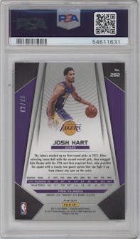 Josh Hart from the 2017-18 Panini Prizm  set featuring a Fast Break Purple parallel graded by PSA and given an overall grade of 9.