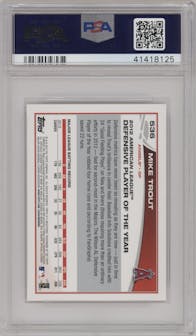 Mike Trout from the 2013 Topps Mini set graded by PSA and given an overall grade of 10.
