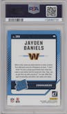Jayden Daniels from the 2024 Donruss set graded by PSA and given an overall grade of 10.
