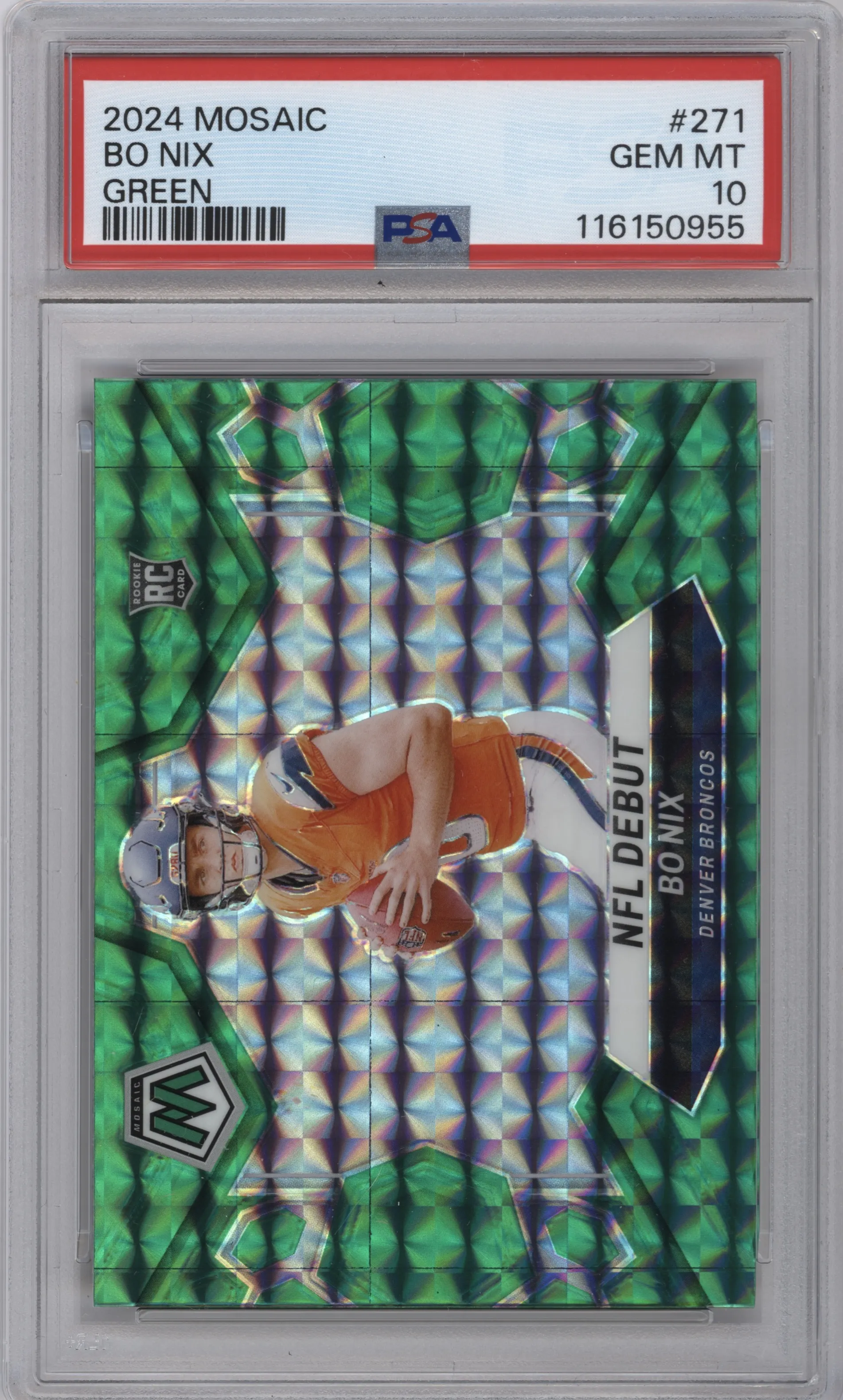 2024 Panini Mosaic Bo Nix Green Mosaic #271 PSA 10