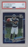 Tyjae Spears from the 2023 Donruss Optic set featuring a Purple Stars  parallel graded by PSA and given an overall grade of 9.