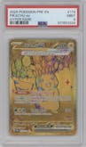 Pikachu ex from the 2025 Pokemon SV set graded by PSA and given an overall grade of 9.