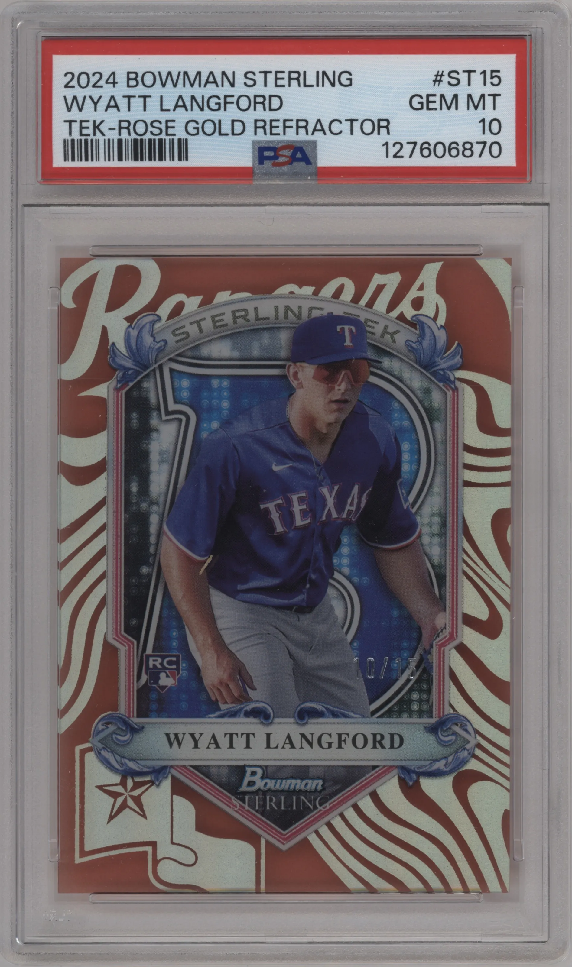 2024 Bowman Sterling Sterling TEK Wyatt Langford Rose Gold #ST-15 PSA 10
