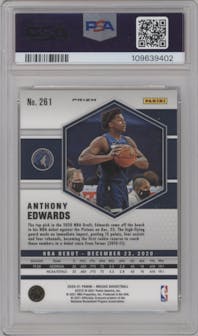 Anthony Edwards from the 2020-21 Panini Mosaic set featuring a Reactive Yellow parallel graded by PSA and given an overall grade of 10.