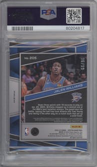 Jalen Williams from the 2022-23 Panini Spectra set featuring a Celestial parallel graded by PSA and given an overall grade of 8.