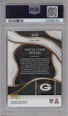 Dontayvion Wicks from the 2023 Panini Select set featuring a Green and Black Snakeskin Prizm parallel graded by PSA and given an overall grade of 10.