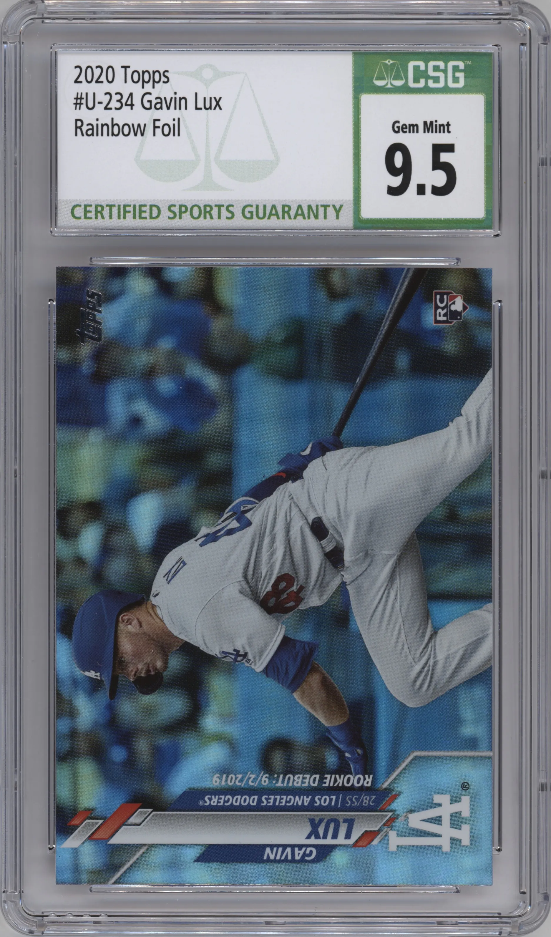 2020 Topps Update Gavin Lux Rainbow Foil CGC 9.5