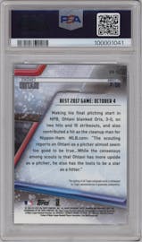 Shohei Ohtani from the 2018 Bowman’s Best set graded by PSA and given an overall grade of 9.