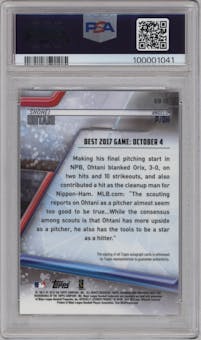 Shohei Ohtani from the 2018 Bowman’s Best set graded by PSA and given an overall grade of 9.