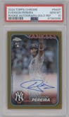 Everson Pereira from the 2024 Topps Chrome set featuring a Gold Refractor parallel graded by PSA and given an overall grade of 10.