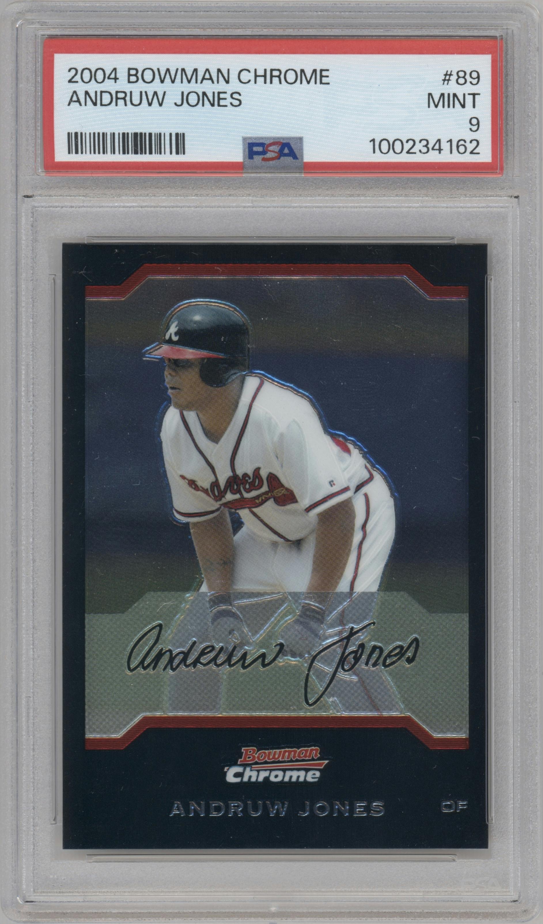 Andruw Jones from the 2004 Bowman Chrome set graded by PSA and given an overall grade of 9.