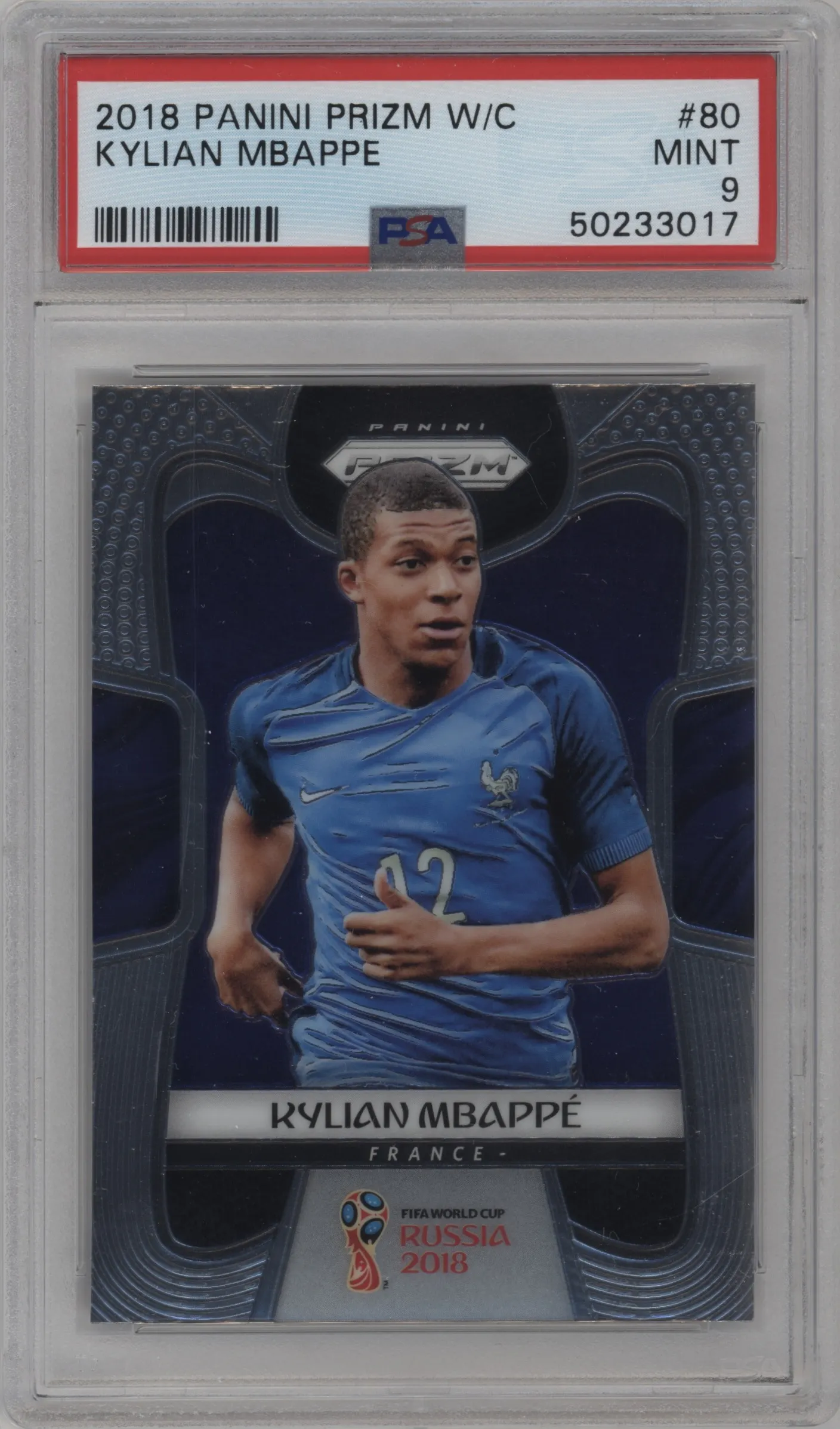 2018 Panini Prizm World Cup Kylian Mbappe PSA 9