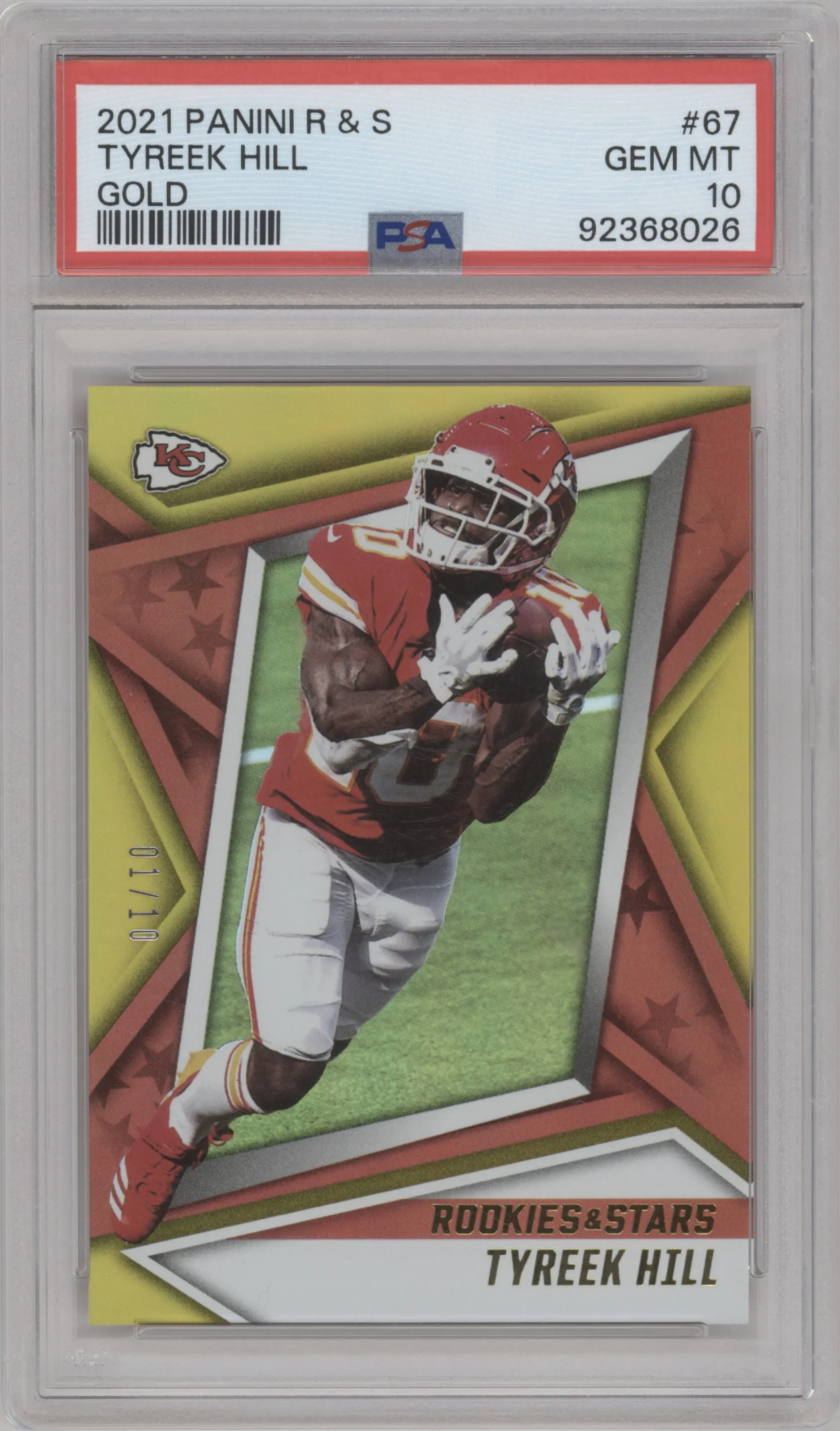 2021 Panini Rookies & Stars Tyreek Hill Gold #67 PSA 10