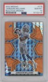 Jameson Williams from the 2022 Panini Mosaic set featuring a Reactive Orange parallel graded by PSA and given an overall grade of 10.