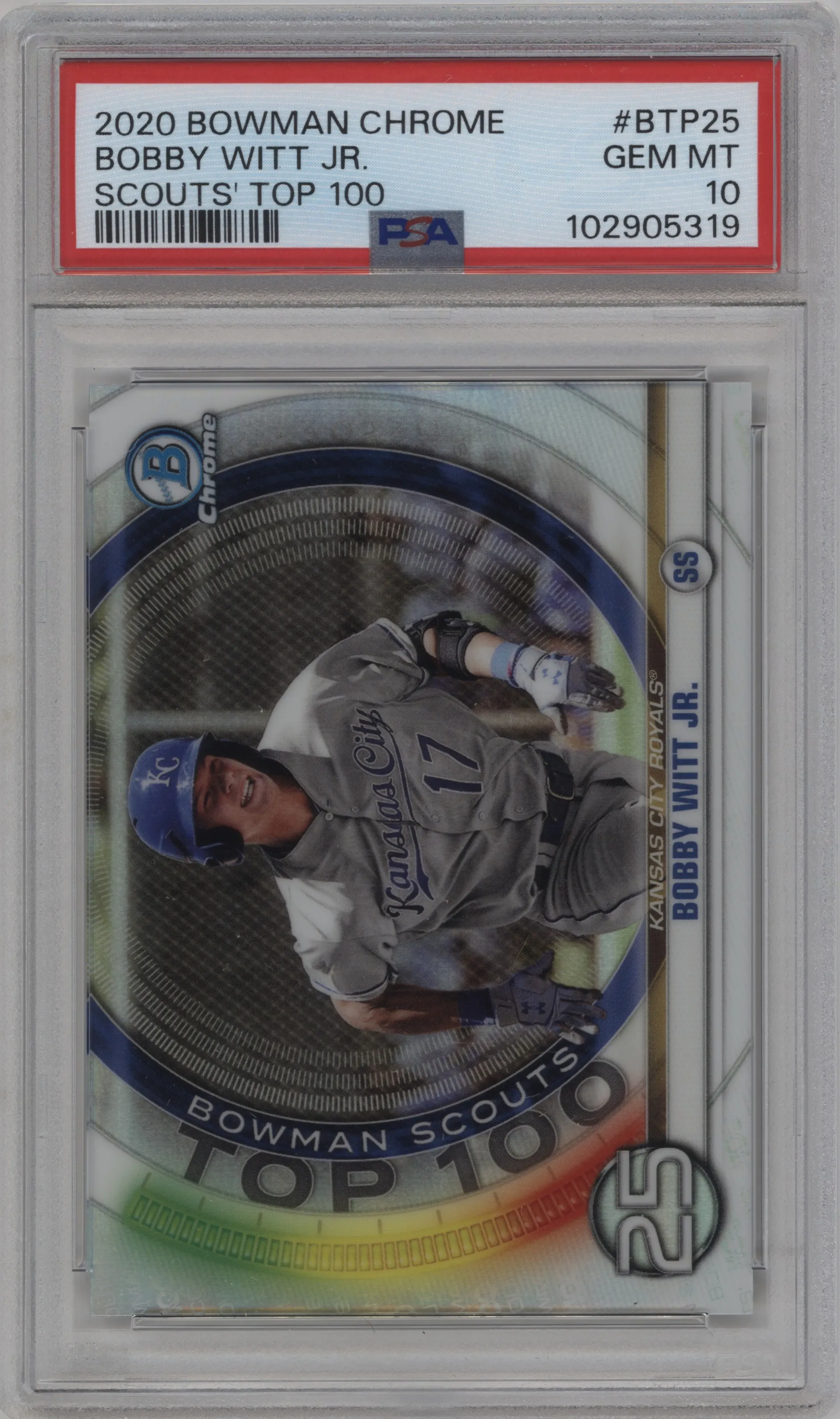 2020 Bowman Scouts Top 100 Bobby Witt Jr. #BTP-25 PSA 10