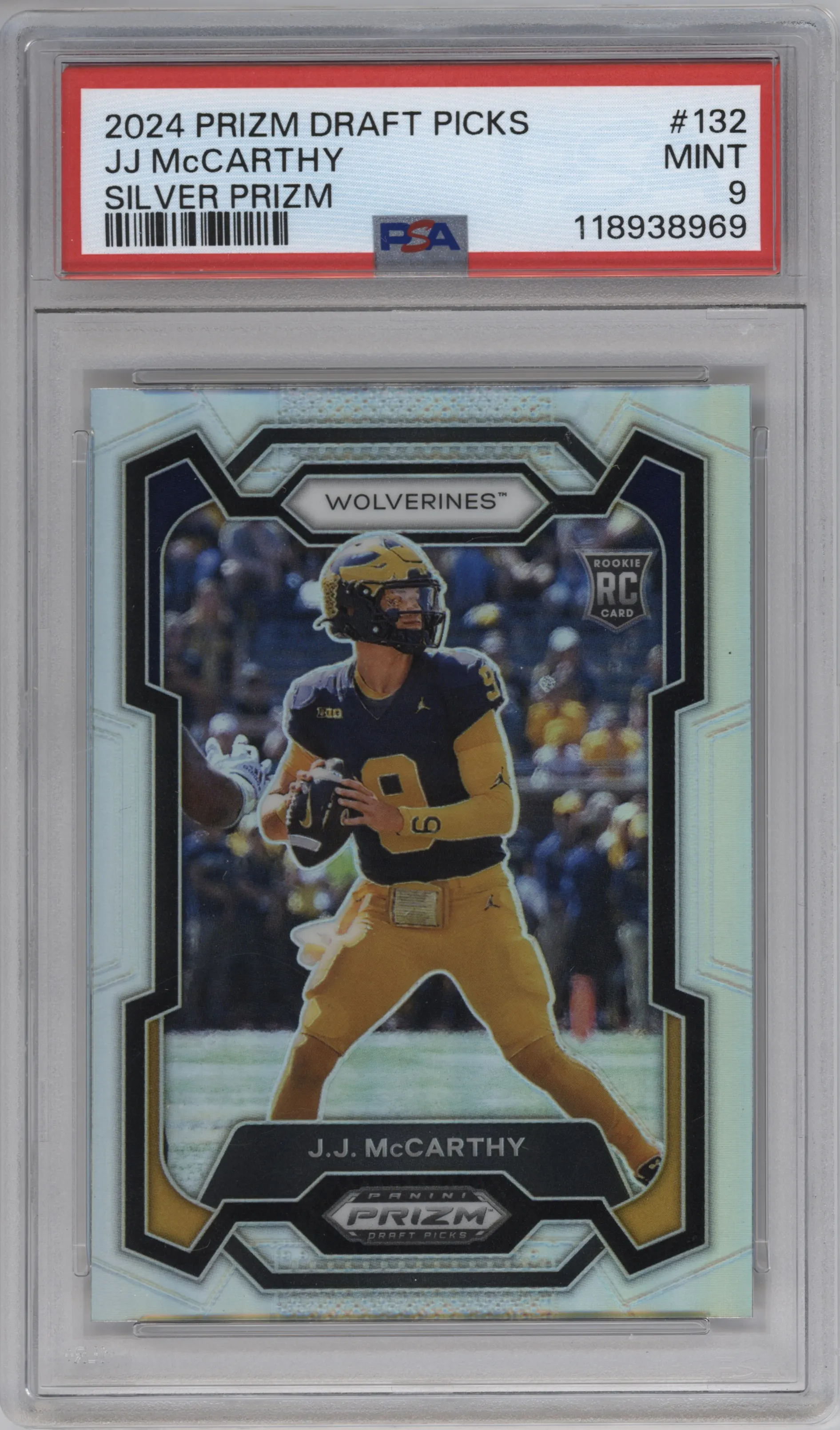 2024 Panini Prizm Draft Picks J.J. McCarthy Silver Prizm PSA 9