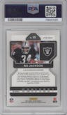 Bo Jackson from the 2021 Panini Prizm set featuring a Green Prizm parallel graded by PSA and given an overall grade of 9.