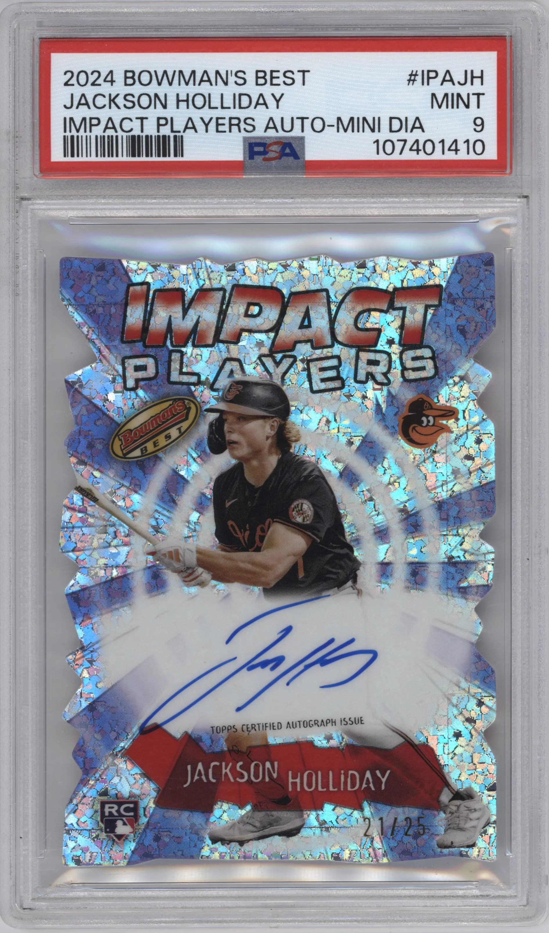 2024 Bowman's Best Impact Players Auto Jackson Holliday Mini-Diamond Refractor PSA 9