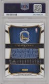 Stephen Curry from the 2015-16 Panini Select  set featuring a Tri-Color parallel graded by PSA and given an overall grade of 9.